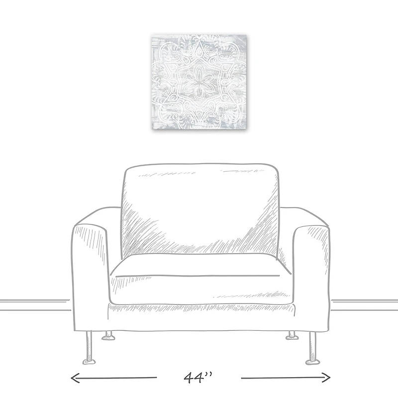 White Textured Medallion IV 16" x 16" Canvas Wall Art