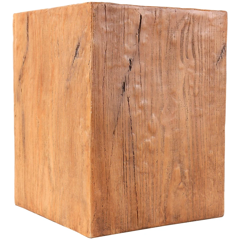 18" Natural Textured Wood Grain Outdoor Accent Table