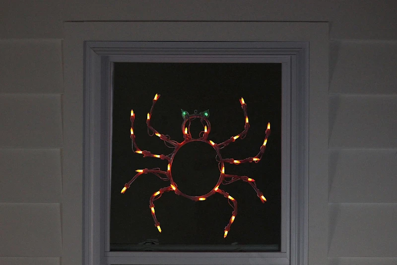 15" Lighted Spider Halloween Window Silhouette Decoration