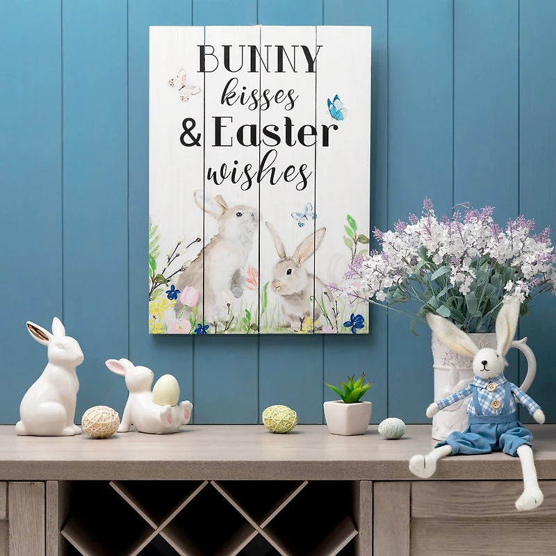 Glitzhome® 18" Easter Wooden Bunny Wall Décor