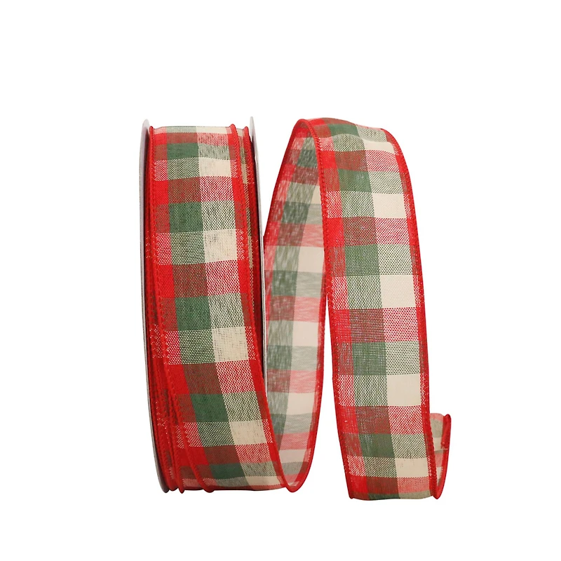 Reliant 1.5" x 50yd. Holiday Check Value Wired Ribbon