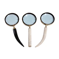 CosmoLiving by Cosmopolitan Set of 3" Black Metal Eclectic Magnifying Glass, 11" x 4"