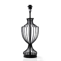24" Black Cage Metal Table Lamp with Drum Shade