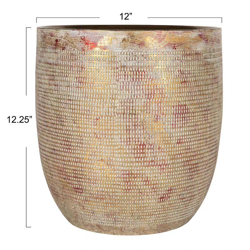 Hello Honey® 12" Metallic Gold Coastal Embossed Textured Stoneware Planter