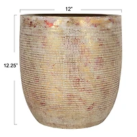 Hello Honey® 12" Metallic Gold Coastal Embossed Textured Stoneware Planter