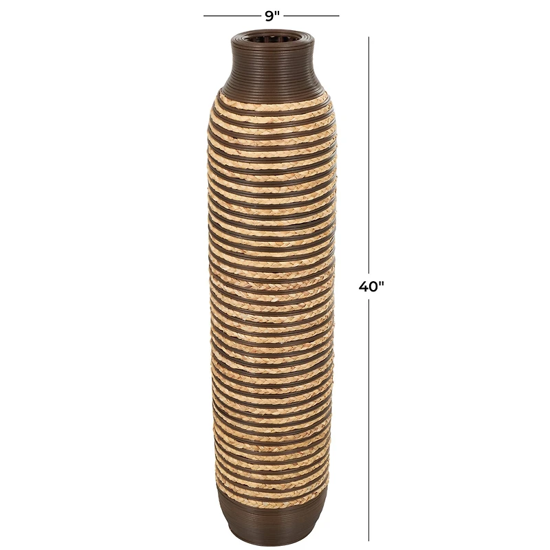 40" Brown Seagrass Handmade Vase