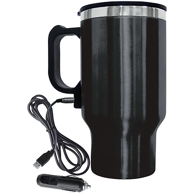 Brentwood GEOJUG 16oz. Black Stainless Steel 12V Heated Travel Mug