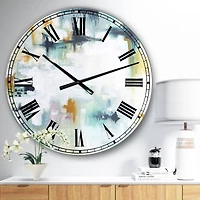 Designart 'Teal And White Composition Large Modern Wall Clock