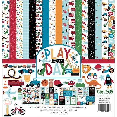 Echo Park™ Paper Co. Play All Day Boy Collection Kit, 12" x 12"