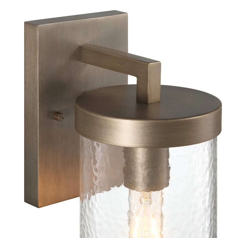 Hello Honey® Aria Tuscan Gold Cylindrical Textured Water Glass & Metal Wall Mounted Outdoor Light