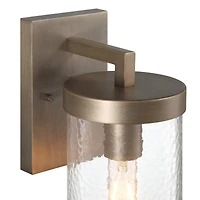 Hello Honey® Aria Tuscan Gold Cylindrical Textured Water Glass & Metal Wall Mounted Outdoor Light