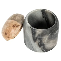 Hello Honey® 3.25" Gray Marble & Mango Wood Pinch Pot with Lid
