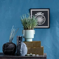 6.5" Black & White Terra Cotta Vase