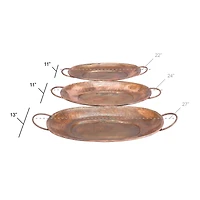 Copper Metal Rustic Tray Set