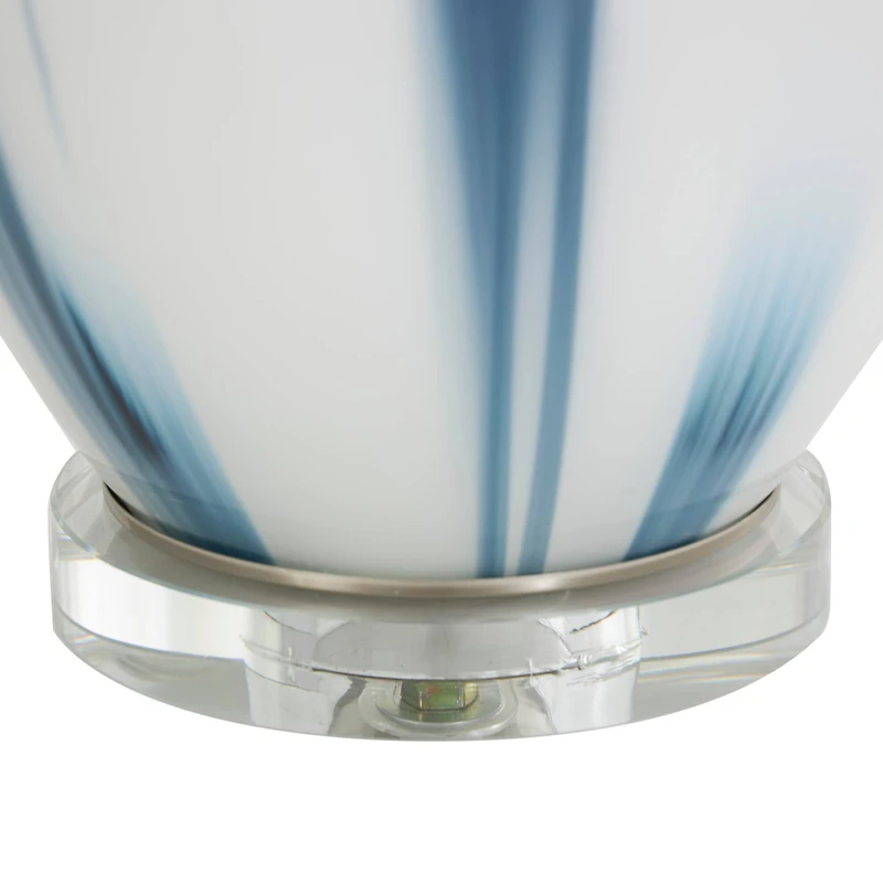 2ft. White Glass Abstract Accent Lamp with Blue Drip Splatter Design