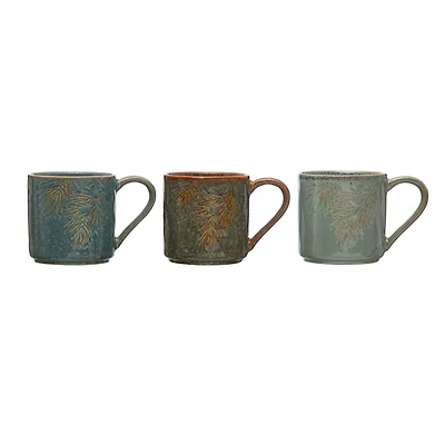 Hello Honey® 5" Pine Bough Stoneware Mug Set