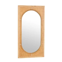 22" x 42" Brown Rattan Oval Center Design Wall Mirror