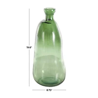 Green Recycled Glass Abstract Handmade Curved Ombre Spanish Bottle Vase