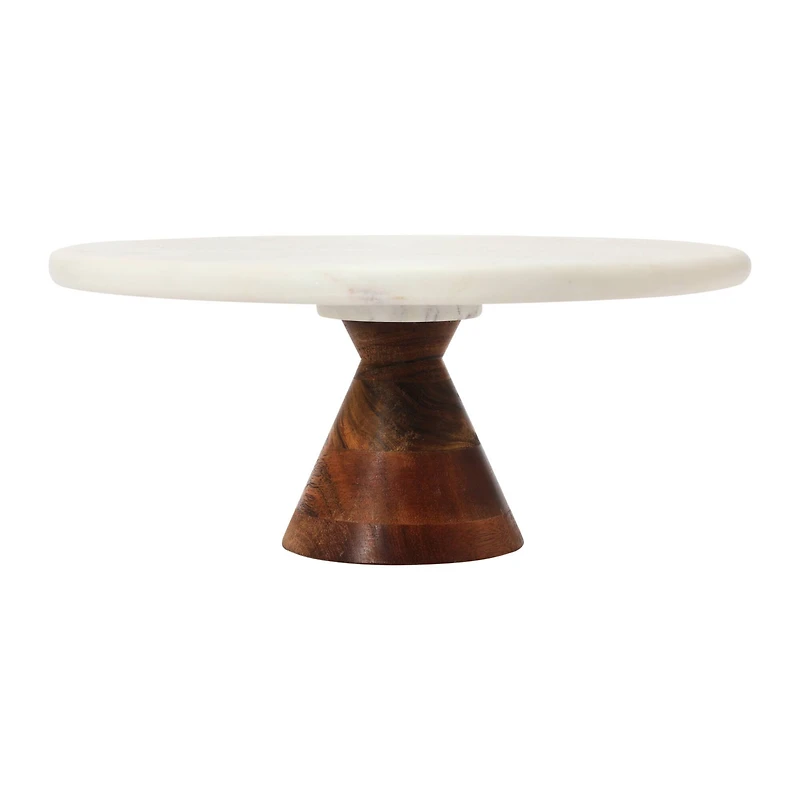 Hello Honey® 12" Marble Pedestal with Wood Base Stand