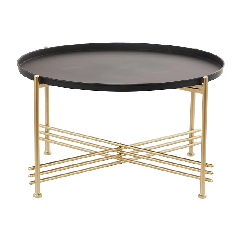 33" Gold & Black Metal Modern Coffee Table