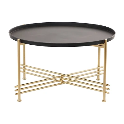 33" Gold & Black Metal Modern Coffee Table