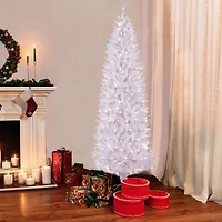 7.5ft. Pre-Lit White Fraser Fir Pencil Artificial Christmas Tree, Clear Lights