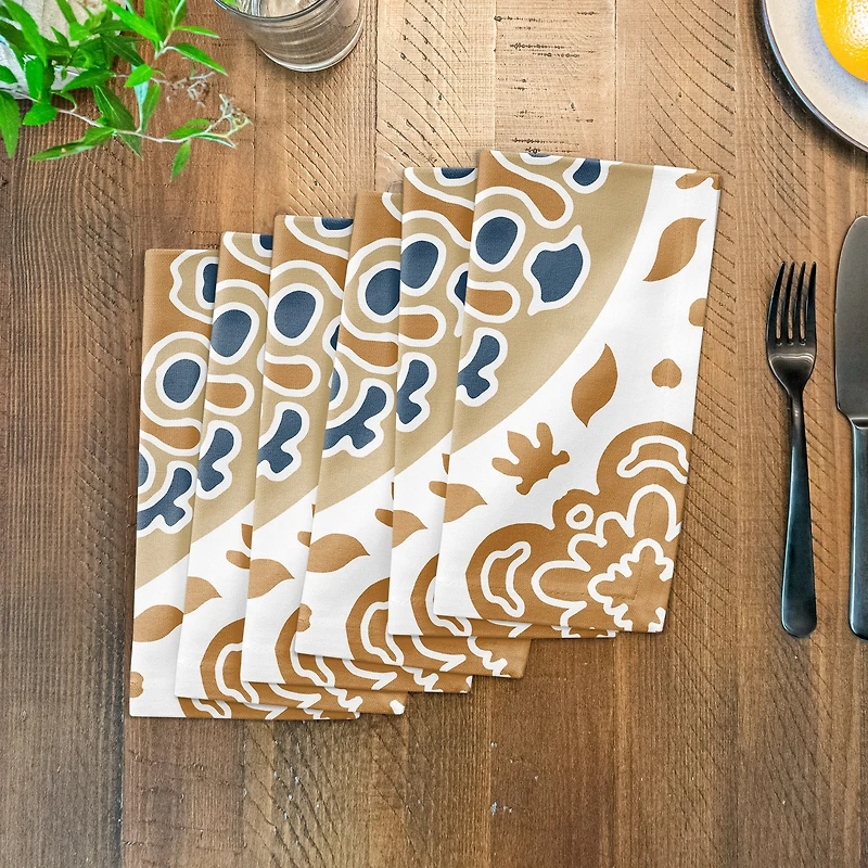 Blue and Yellow Mandala 10" x 10" Cotton Twill Napkin