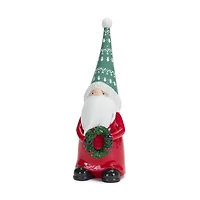 9" Holiday Gnome with Wreath & Package Figurine Set