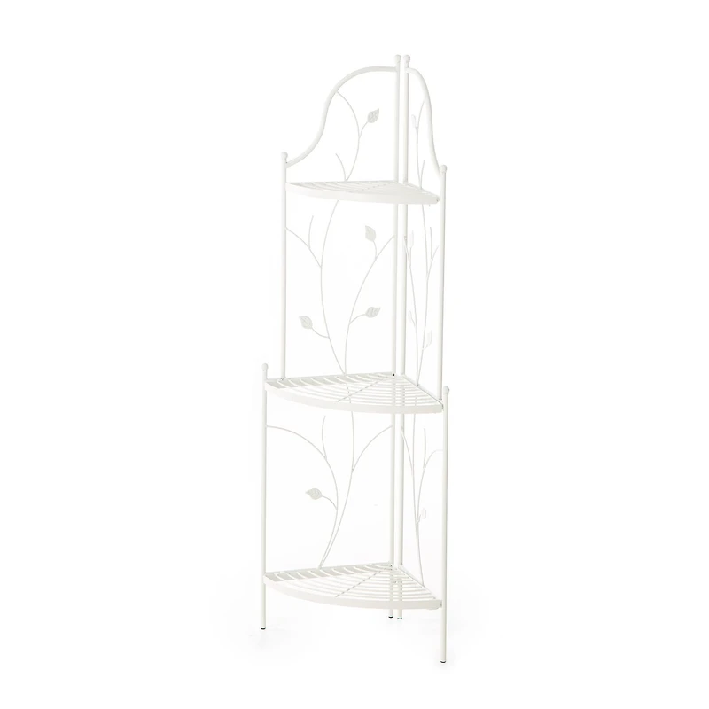Glitzhome® 3-Tiered Metal Corner Shelf Planter Stand