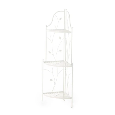 Glitzhome® 3-Tiered Metal Corner Shelf Planter Stand