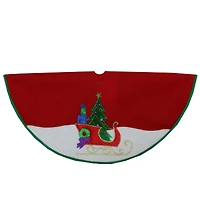 20" Embroidered Sleigh & Tree Applique Mini Tree Skirt