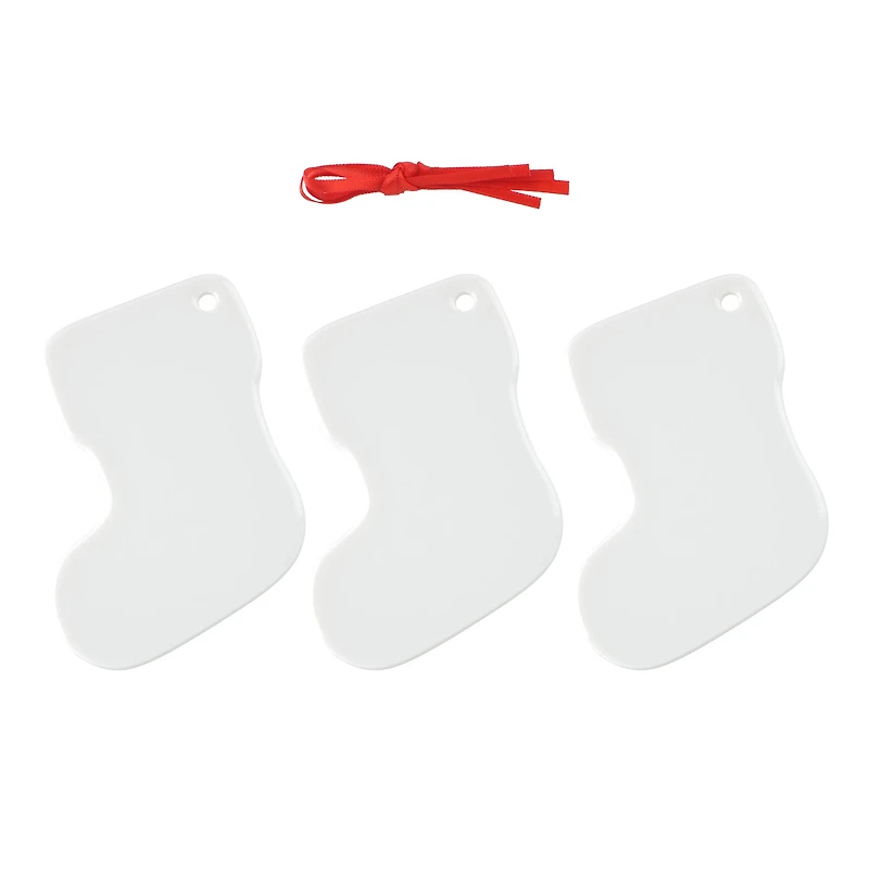 3.5" Stocking Ceramic Sublimation Ornaments, 3ct. by Make Market®