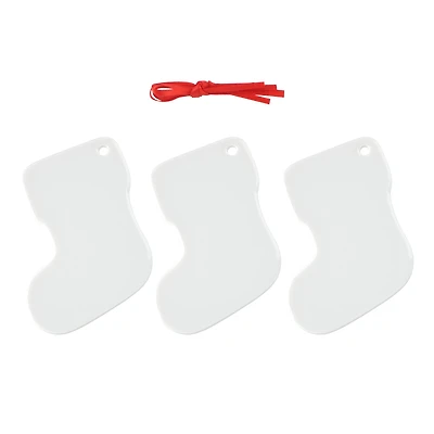 3.5" Stocking Ceramic Sublimation Ornaments, 3ct. by Make Market®