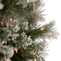 6.5ft. Pre-Lit Snow Valley Pine Artificial Christmas Tree, Clear Lights