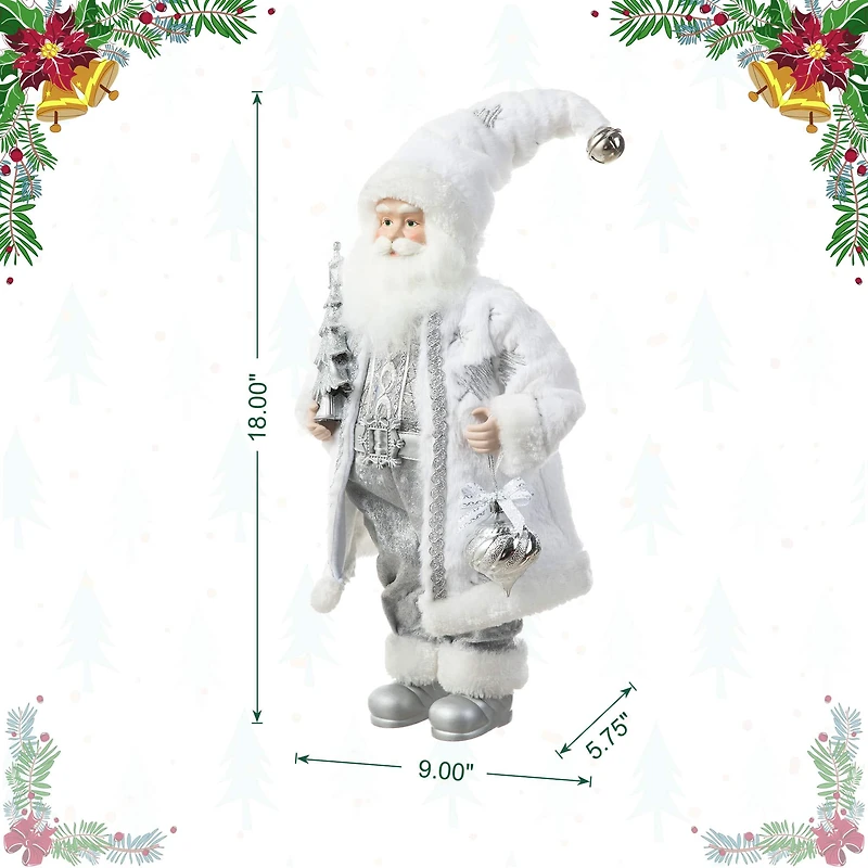 Glitzhome® 18" Faux Fur Christmas Frosty Santa Figurine