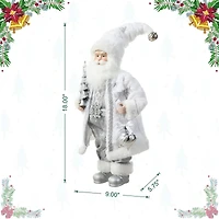 Glitzhome® 18" Faux Fur Christmas Frosty Santa Figurine