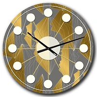 Designart 'Golden Polygon Pattern Mid-Century Modern Wall Clock