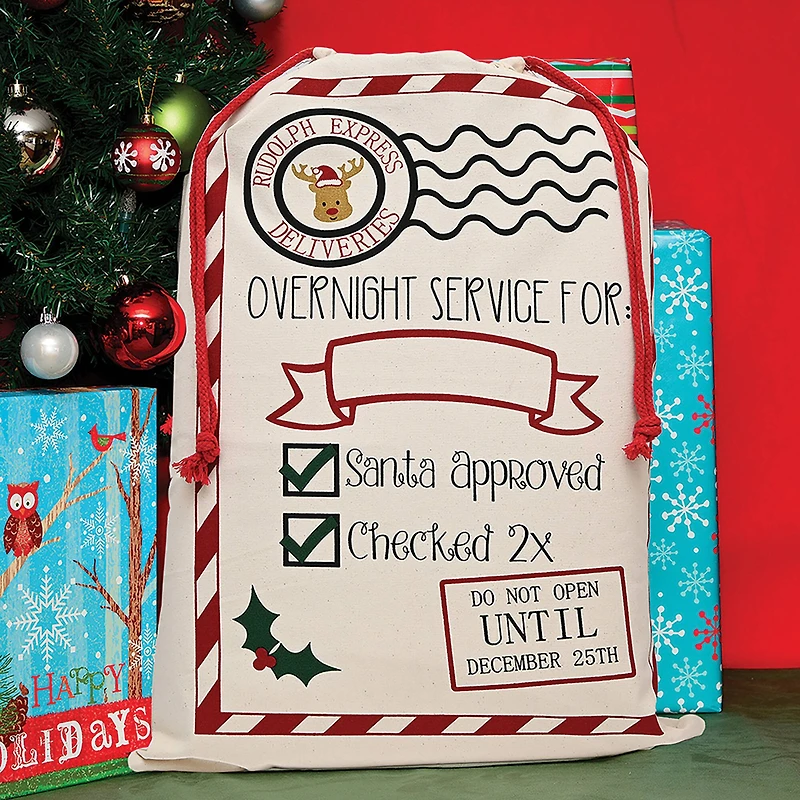 Personality Case™ 19" x 26" Rudolph Express Cotton Christmas Drawstring Bag