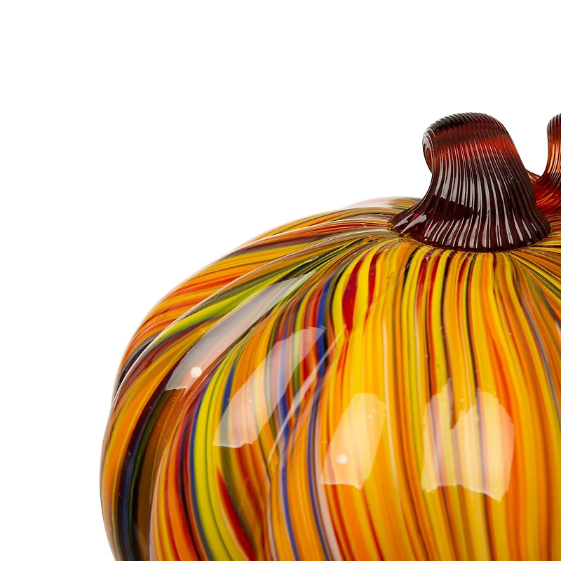 Glitzhome® Multi Striped Glass Short Pumpkin Set