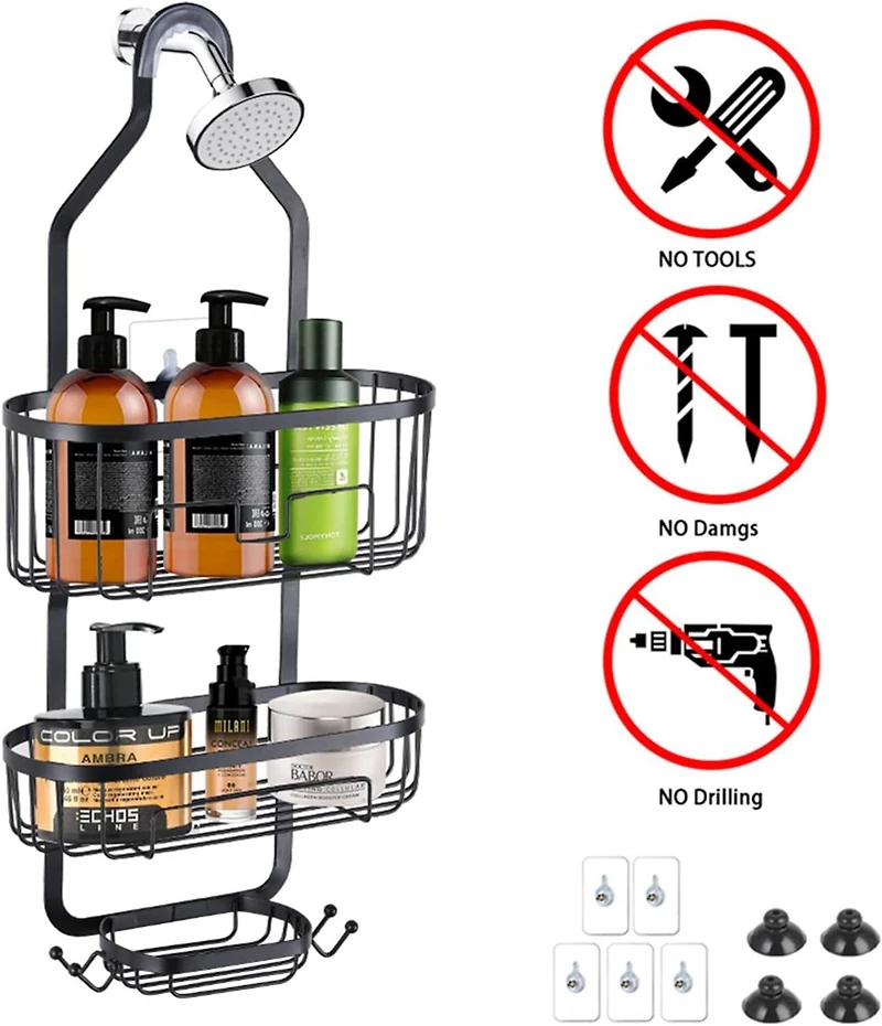 NEX™ 24.8" Black Over the Shower Caddy
