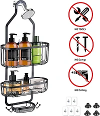 NEX™ 24.8" Black Over the Shower Caddy