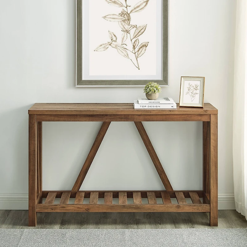 Walker Edison Reclaimed Barnwood Rustic A-Frame Entry Table