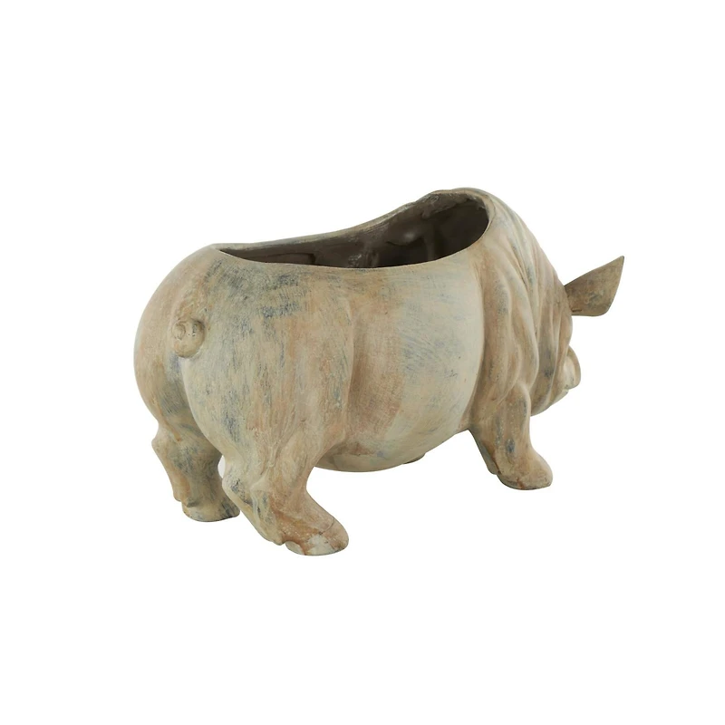 16" Distressed Light Brown Pig Planter