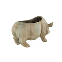 16" Distressed Light Brown Pig Planter