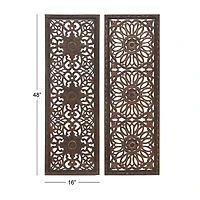 Set of 2 Brown Wood Traditional Wall Decor, 48" x 16"