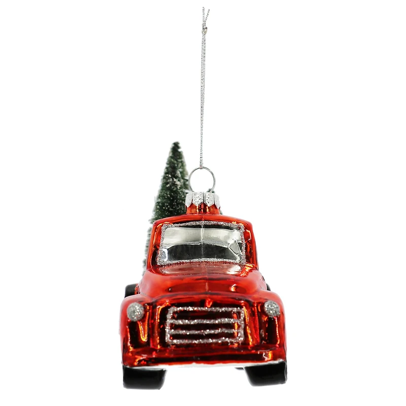 4.5" Truck with Christmas Tree Glass Ornament by Ashland®