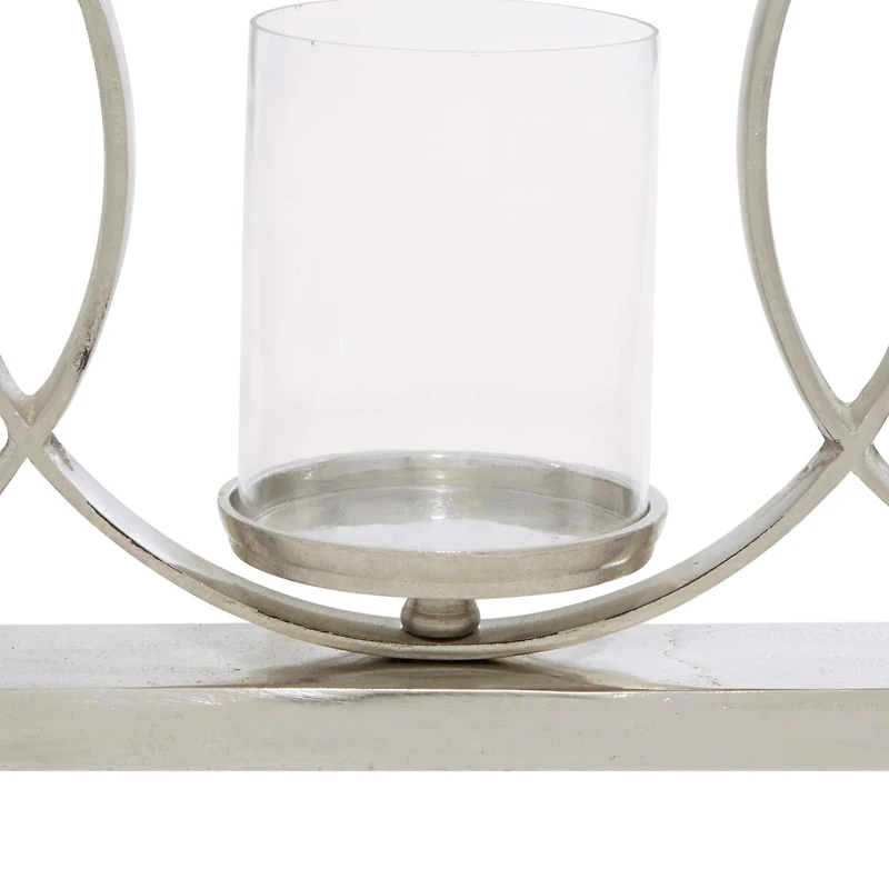 26'' Silver Aluminum Contemporary Candle Holder