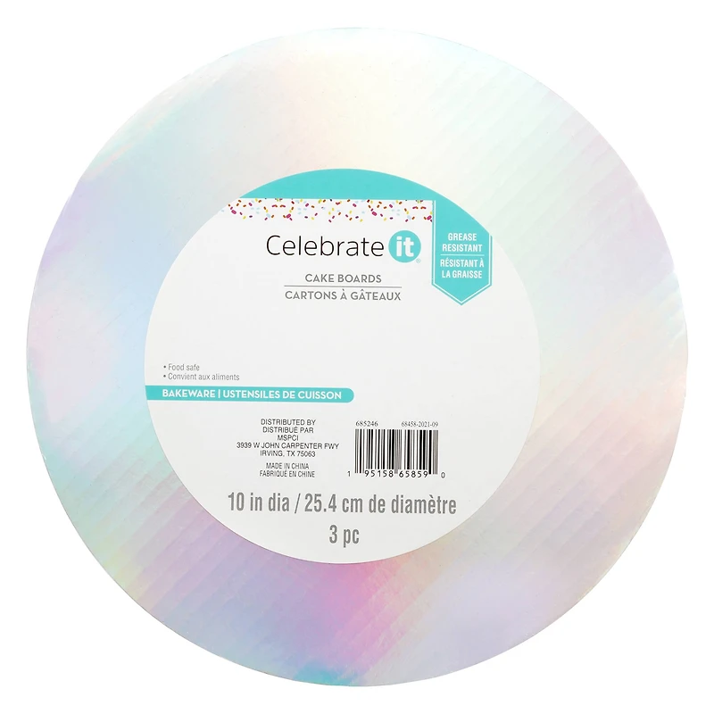 10" Iridescent Cake Boards by Celebrate It®, 3ct.