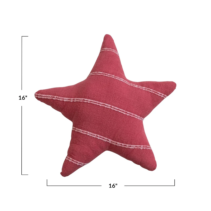 Hello Honey® 16" Red & White Stripes Star-Shaped Brushed Flannel Throw Pillow