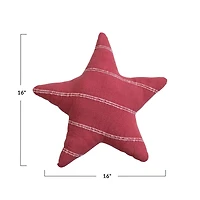 Hello Honey® 16" Red & White Stripes Star-Shaped Brushed Flannel Throw Pillow